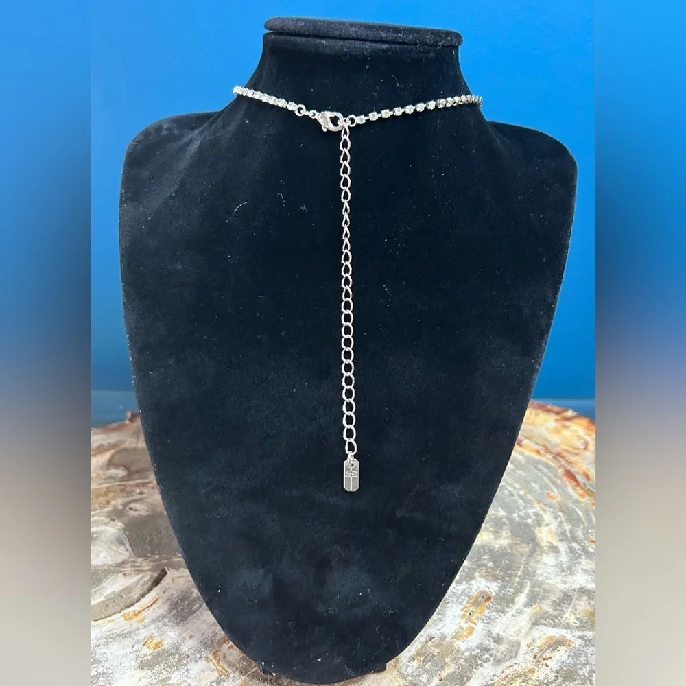 Vintage Christine Collection Pink White Rhinestone Silver Toned Fashion Necklace - Picture 7 of 10